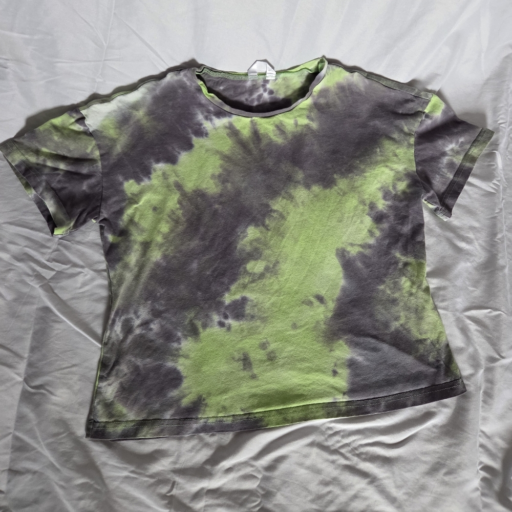 Tie-Dye Women's Top - Green and Gray